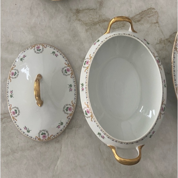 Vintage Limoges Rose Floral China 5 Piece Serveware Set - Picture 4 of 7